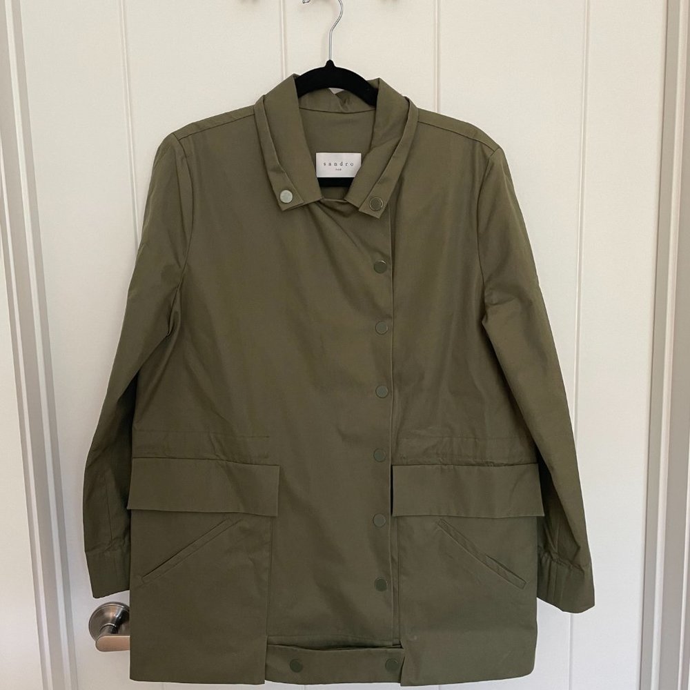 Sandro - Ketty - Kaki (Green) Military Embroidered Jacket - Size 3 (L)